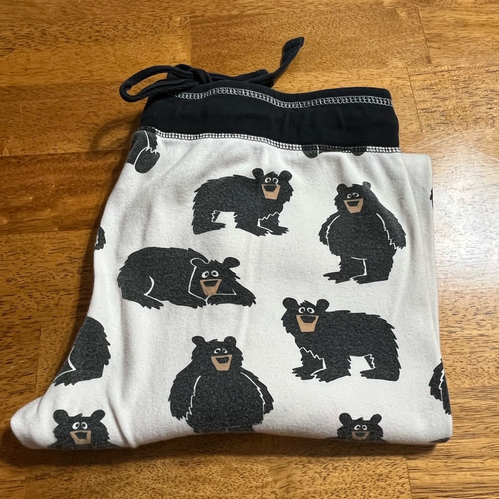 Lazy One Black and White Bear Pajama Pants
